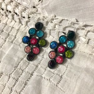 Multicolor rhinestone earrings.